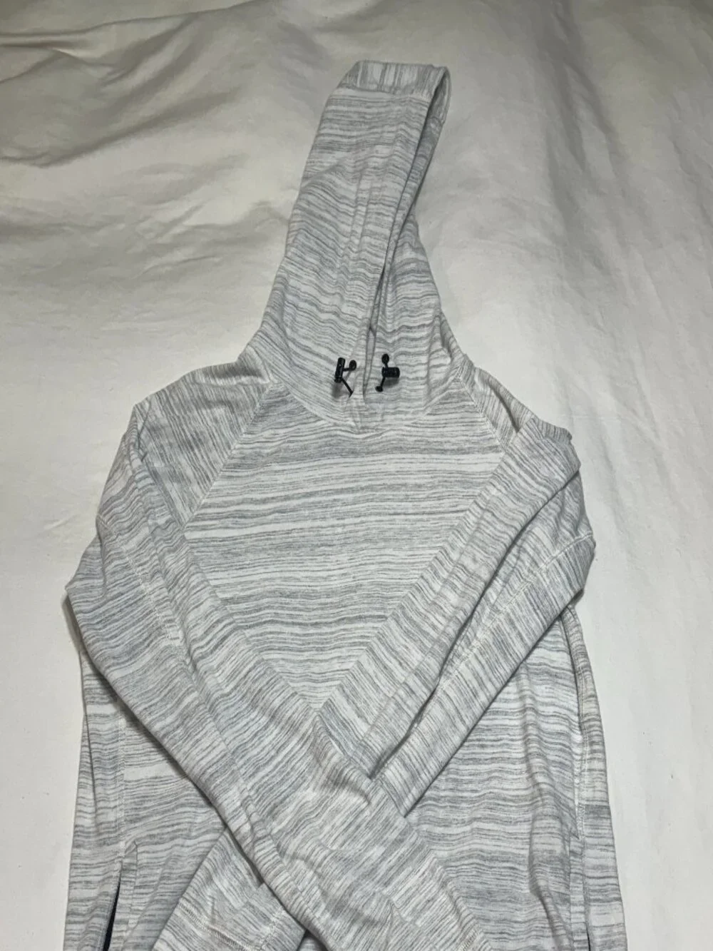 American Eagle Outfitters Active Flex Pullover Hoodie Sweatshirt White/Gray Med
